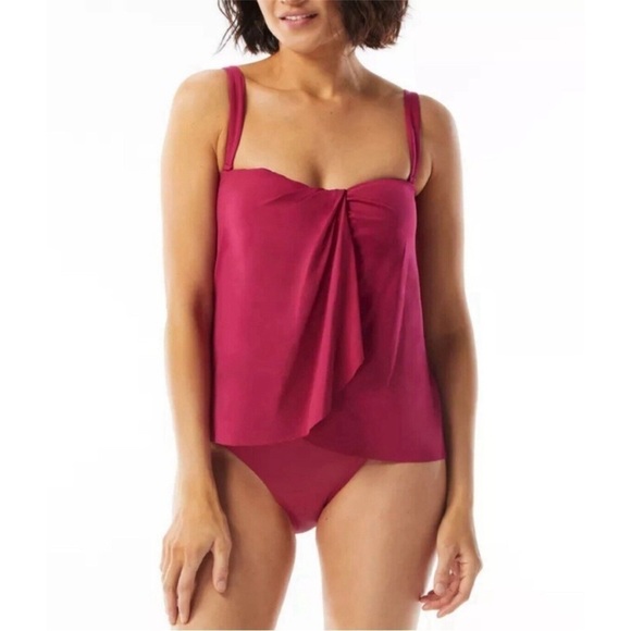 Coco Contours Clarity Bandeau Bra Sized Tankini Top Keepsake DEEP FUSCHIA,10/34D - Picture 1 of 15